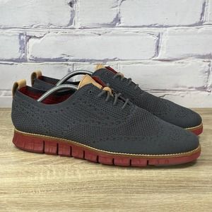 Cole Haan Original Grand Stitchlite Wingtip Oxford Shoes Men's 10.5 Gray Red